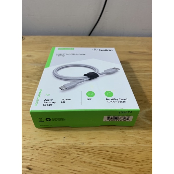 Cáp Belkin USB-A to USB-C chống đứt kèm strap 1.5m
