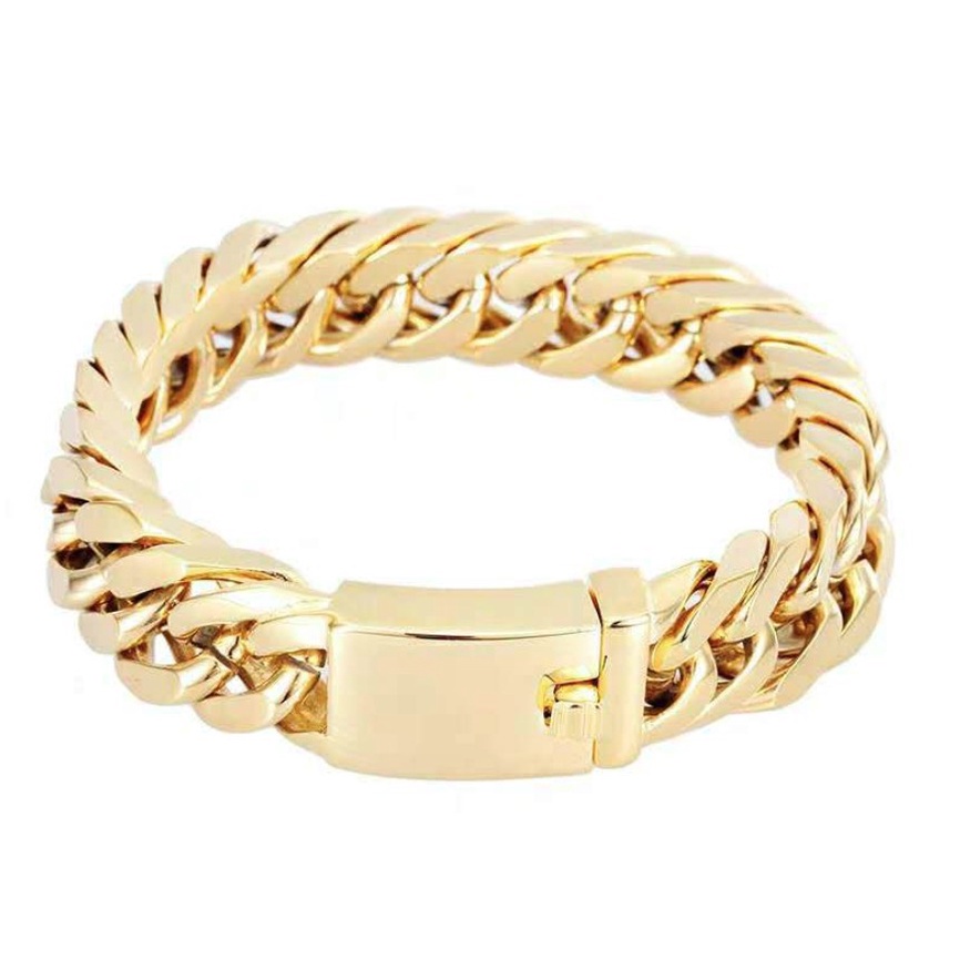 Vòng tay hợp kim mạ vàng 18K phong cách thời trang cá tính dành cho nam
