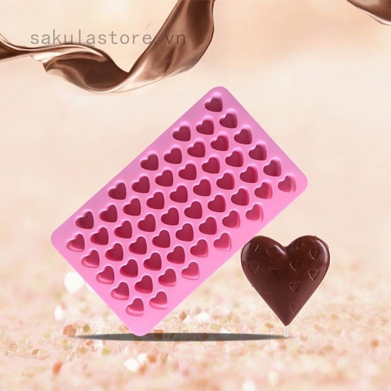 Sale 70% Khuôn silicon  làm socola hình trái tim mini, Pink Giá gốc 33,000 đ - 17C15