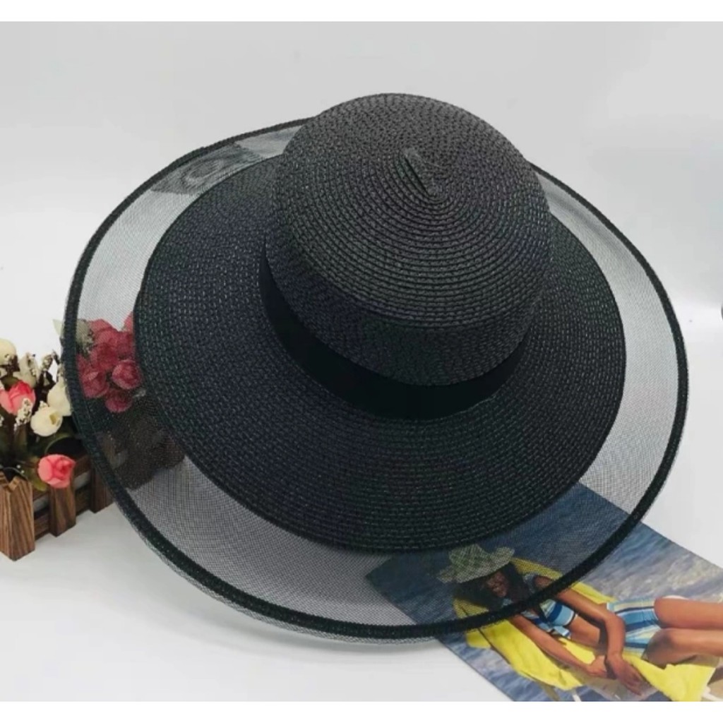 [Mã FAMARAL1 giảm 10K đơn 50K]Mũ Cói Vành Rộng Lưới Viền