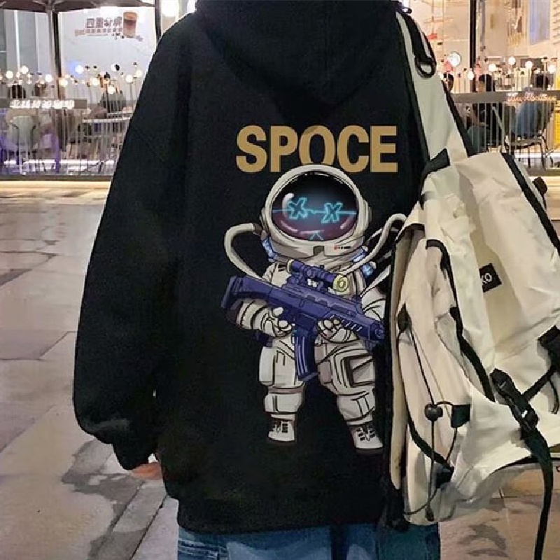 Áo hoodie Thể Thao Dáng Rộng In Hình Phi Hành Gia Thời Trang Thoải Mái Phong Cách Hàn Quốc Cỡ M-5XL Cho Nam
