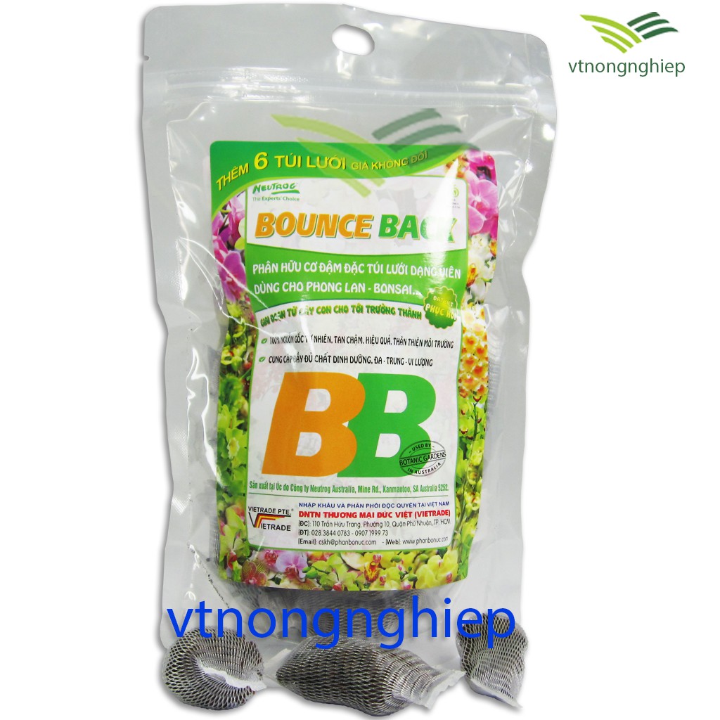 Phân bón hữu cơ đậm đặc Bounce Back túi lưới, dạng viên tan chậm, cho cây con đến cây trưởng thành đặc biệt phục hồi
