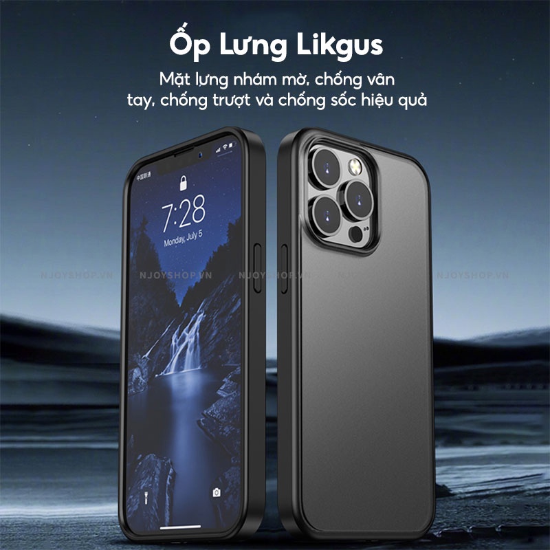 Ốp Lưng Nhám Viền Xi Cao Cấp Chống Bám Vân Tay Likgus Cho Điện Thoại 13 Pro Max Njoyshop