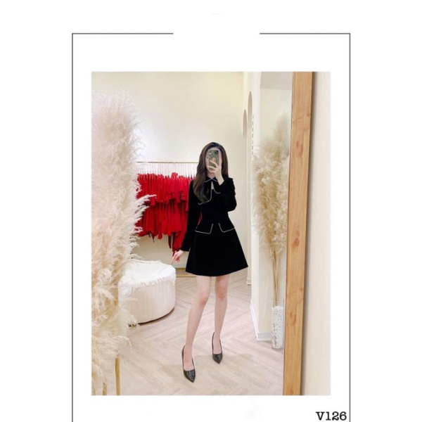 Đầm dự tiệc dạo phố cổ sen tròn phối túi tay dài Rony Dress