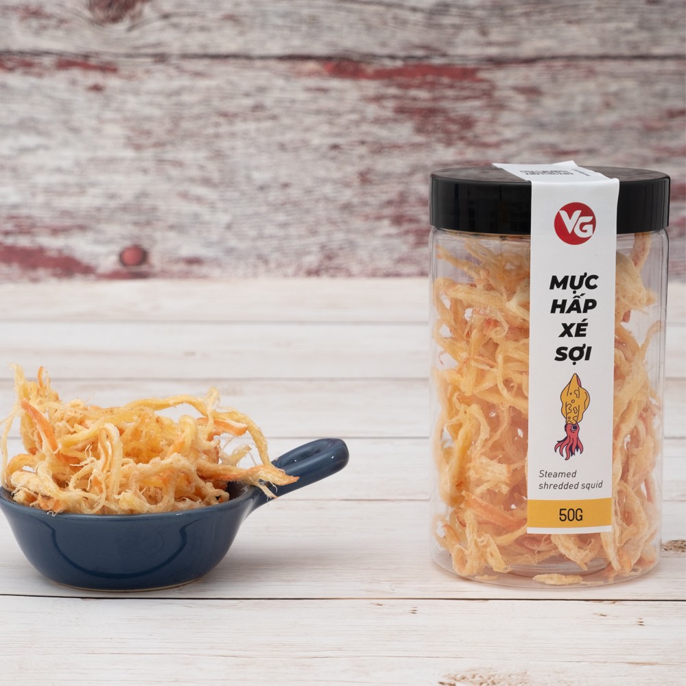 Mực hấp nước dừa xé sợi ăn liền VIETGOURMET/ Mực hấp nguyên vị dai không bột/ Đặc sản miền Trung ăn vặt | BigBuy360 - bigbuy360.vn