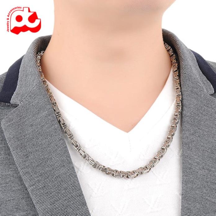 Dây chuyền nam thép không gỉ titan cao cấp đẹp sang trọng ziczac PT JEWELRY kích cỡ 5mm màu trắng PTDCNA25