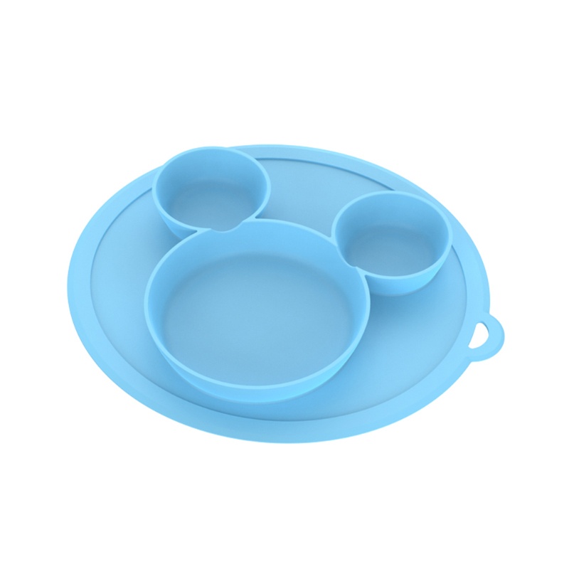 Bát Ăn Chia Ngăn Bằng Silicone Không Chứa BPA Màu Trơn Không Độc Hại Dành Cho Bé