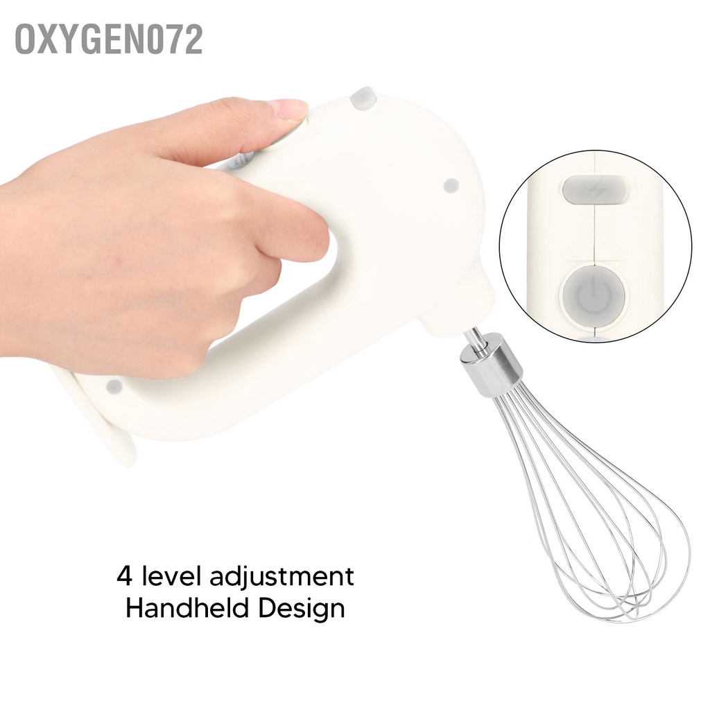 Oxygen072 Máy đánh trứng Máy trộn cầm tay điện USB Sạc 4 mức điều chỉnh đánh trứng làm lạnh sữa cho nhà bếp