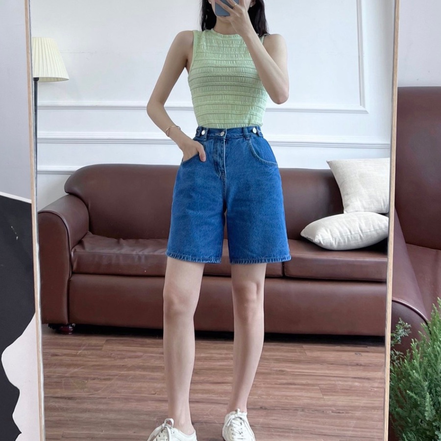 Quần bò nữ cap chun, quần short jean lưng chun đai chỉnh eo có bigsize