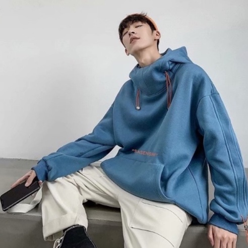 Áo hoodie dáng rộng dày dặn màu trơn thời trang thu đông cho nam