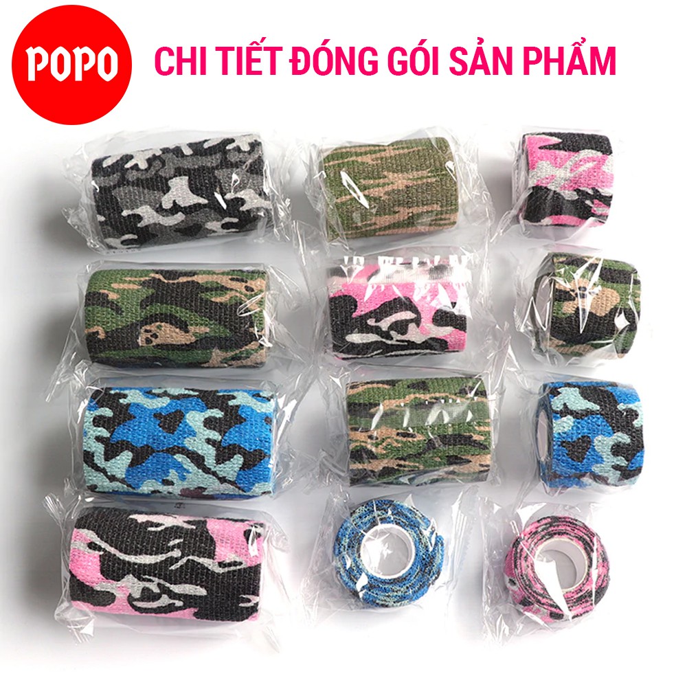 Băng cuốn thể thao POPO KJ213 màu rằn ri quân đội chất liệu cao su non băng keo thể thao quấn tay chân chống chấn thương