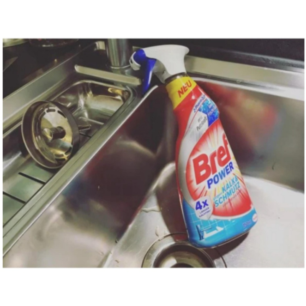 Chai xịt vệ sinh tẩy cặn canxi inox, vòi sen, vách kính Bref Power 750ml