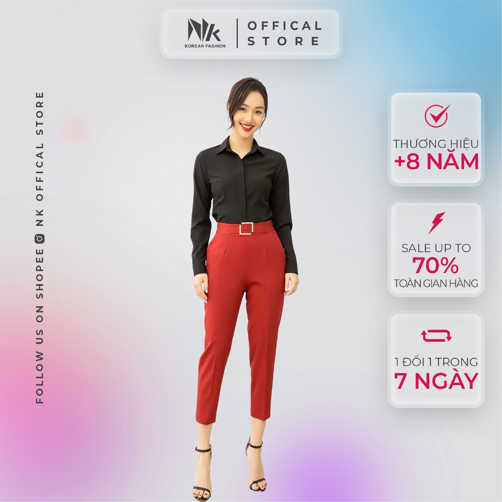 Quần Tây Nữ Công Sở NK Fashion Dáng Baggy Đai Cạp, Chất Liệu Nhập Hàn Mềm Mịn, Chống Nhăn Xù NKQU2101001