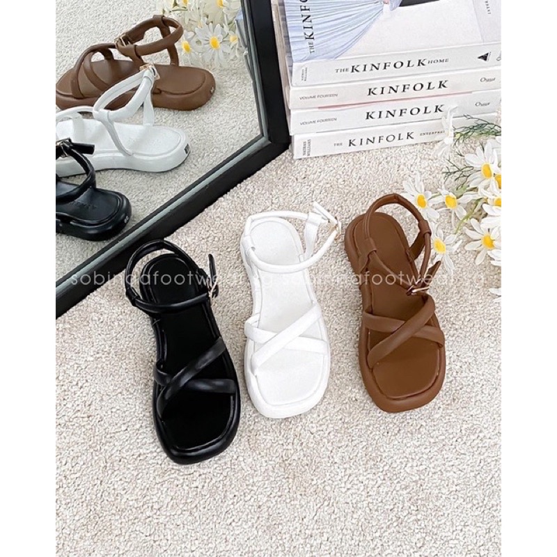 Giày Sandal bánh mì HALEY STORE đế xuồng quai chéo đi chơi đi làm học sinh văn phòng năng động nhẹ êm rẻ bền đẹp