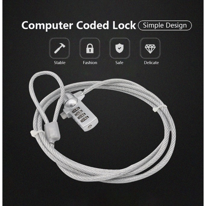 Bộ Ổ Khóa Dây Cáp Chống Trộm Cho Laptop MacBook iPad