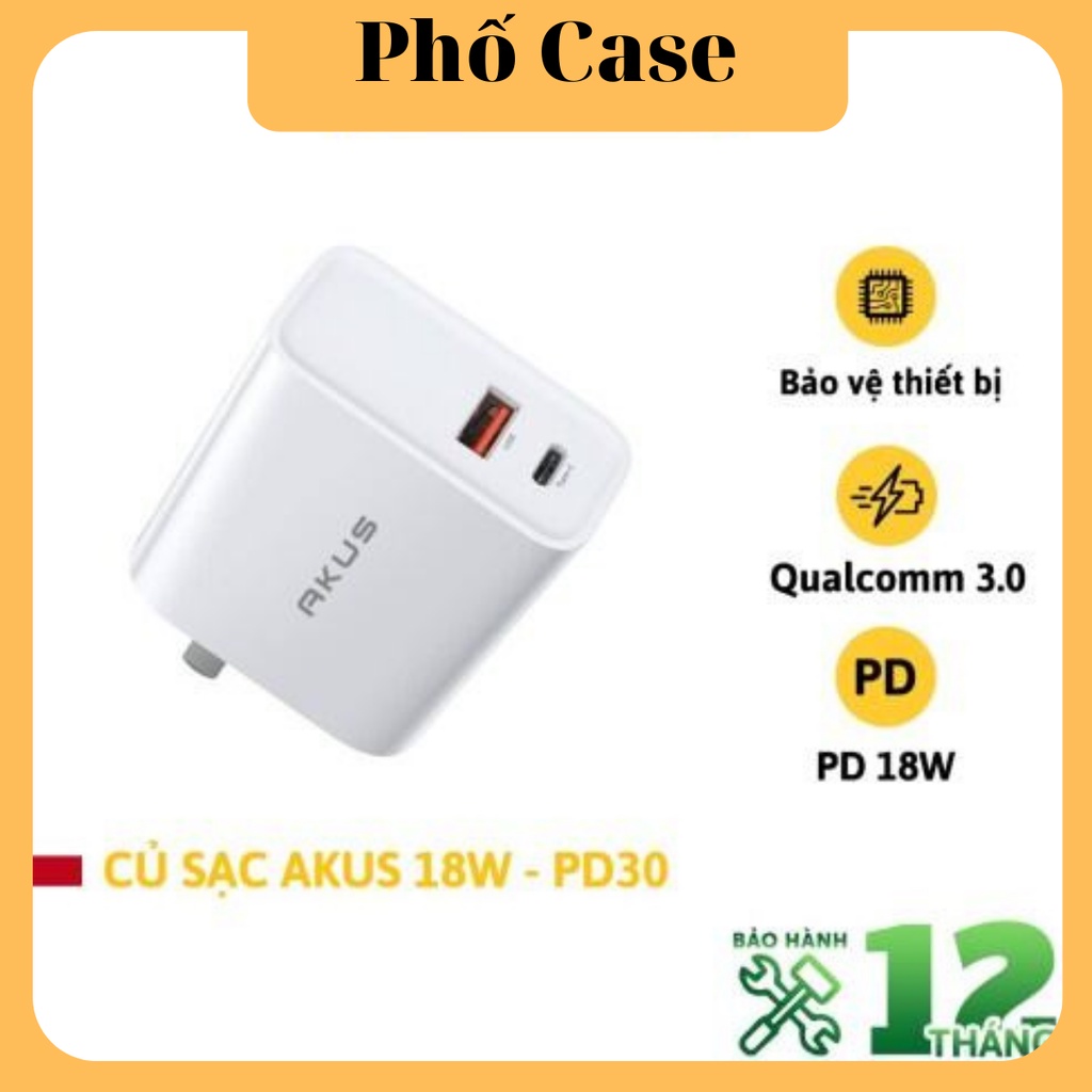 [CHÍNH HÃNG] CỦ SẠC NHANH 20W CHO Iphone - 2 CỔNG (1 PD + 1 USB)