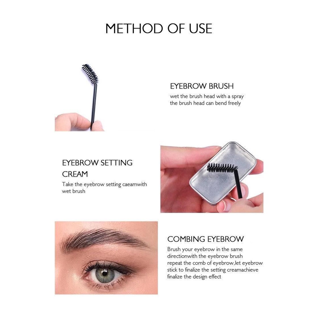 [Hàng mới về] Bộ kem kẻ mày KISS BEAUTY 4D chống thấm nước lâu trôi không nhòe kèm cọ