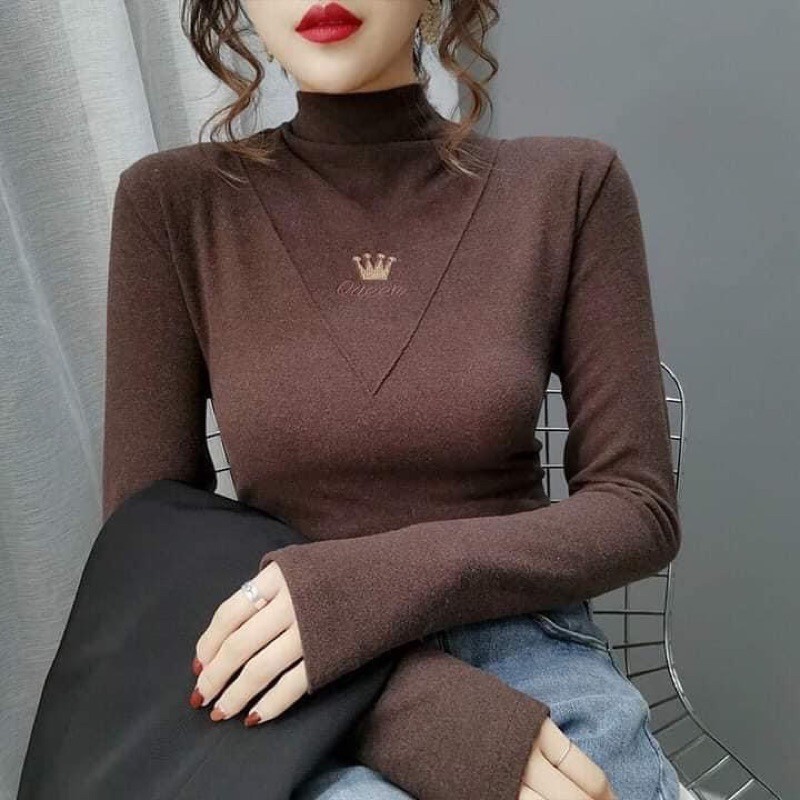 Áo len trơn Vương Miệng giữ nhiệt cổ cao 3 phân