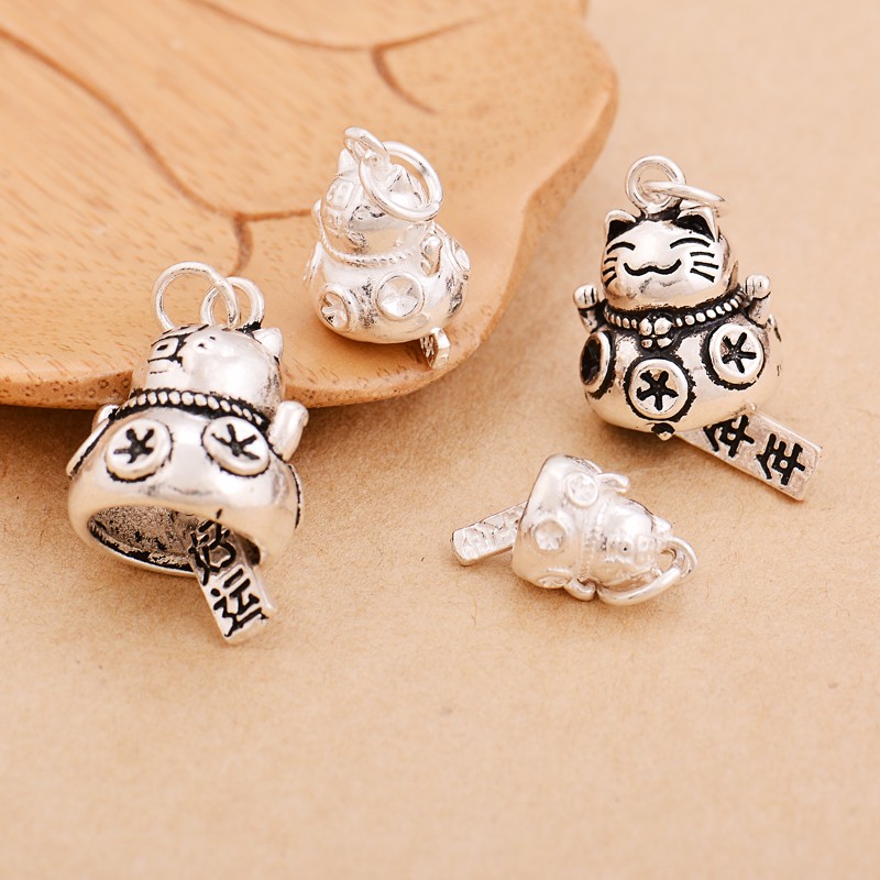 Charm bạc Móc treo mèo thần tài - Charm Bạc 925 - Mã CB190 CA150