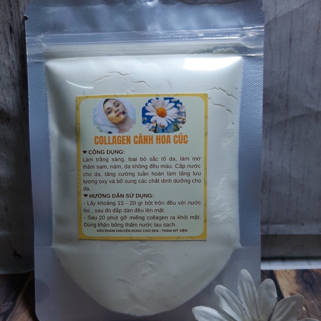100gr Bột mặt nạ mask dẻo Collagen Cánh hoa cúc (Thạch Hoa Cúc) La mã handmade