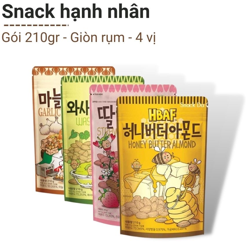 Snack hạnh nhân HBAF rang khô tẩm vị gói 40g hương vị hấp dẫn giàu dinh dưỡng đạt chuẩn an toàn thực phẩm Angola
