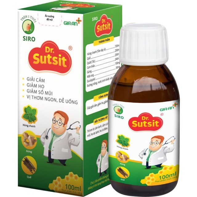 Siro Dr.sutsit -hộp 30 gói và chai 100ml - Giải cảm, giảm ho, giảm sổ mũi