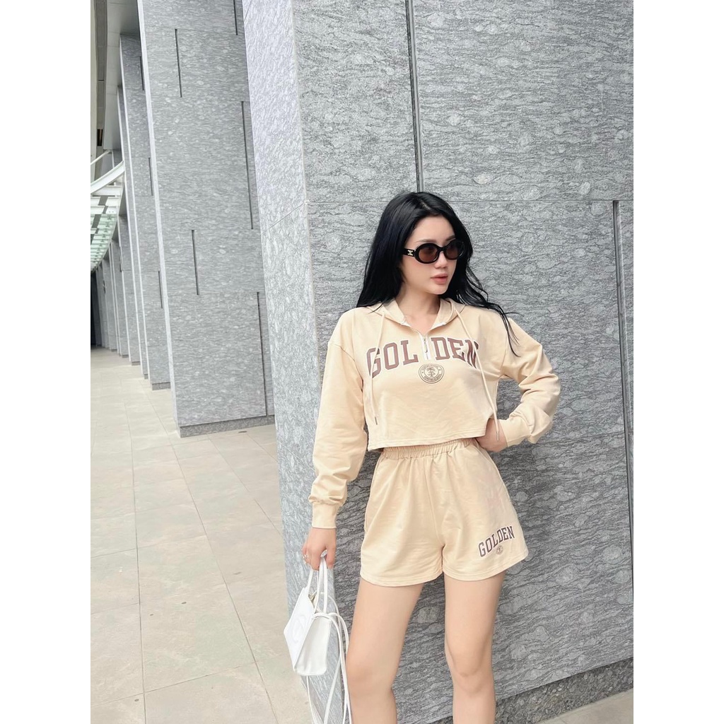 Set Golden DS38 Aó Crotop có mũ + Quần đùi Trẻ Trung Cin House