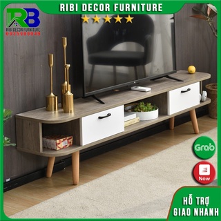 Kệ tivi phòng ngủ gỗ MDF chân gỗ tự nhiên cạnh góc bo cong hiện đại KTV412
