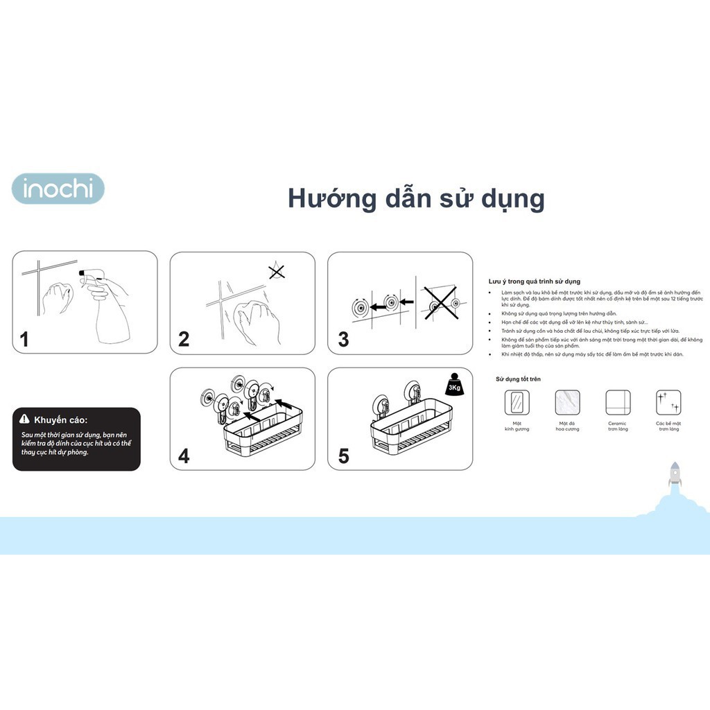 Kệ treo tường, kệ treo nhà tắm đa năng tiện dụng Inochi