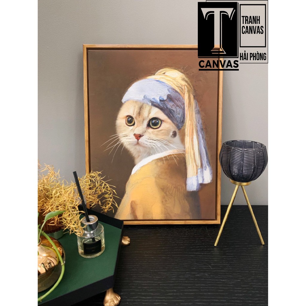 (Tranh Giá Xưởng) Tranh chân dung Chó, Mèo tranh canvas ngộ nghĩnh trang trí nhà cửa CM23-28 (không kèm khung)