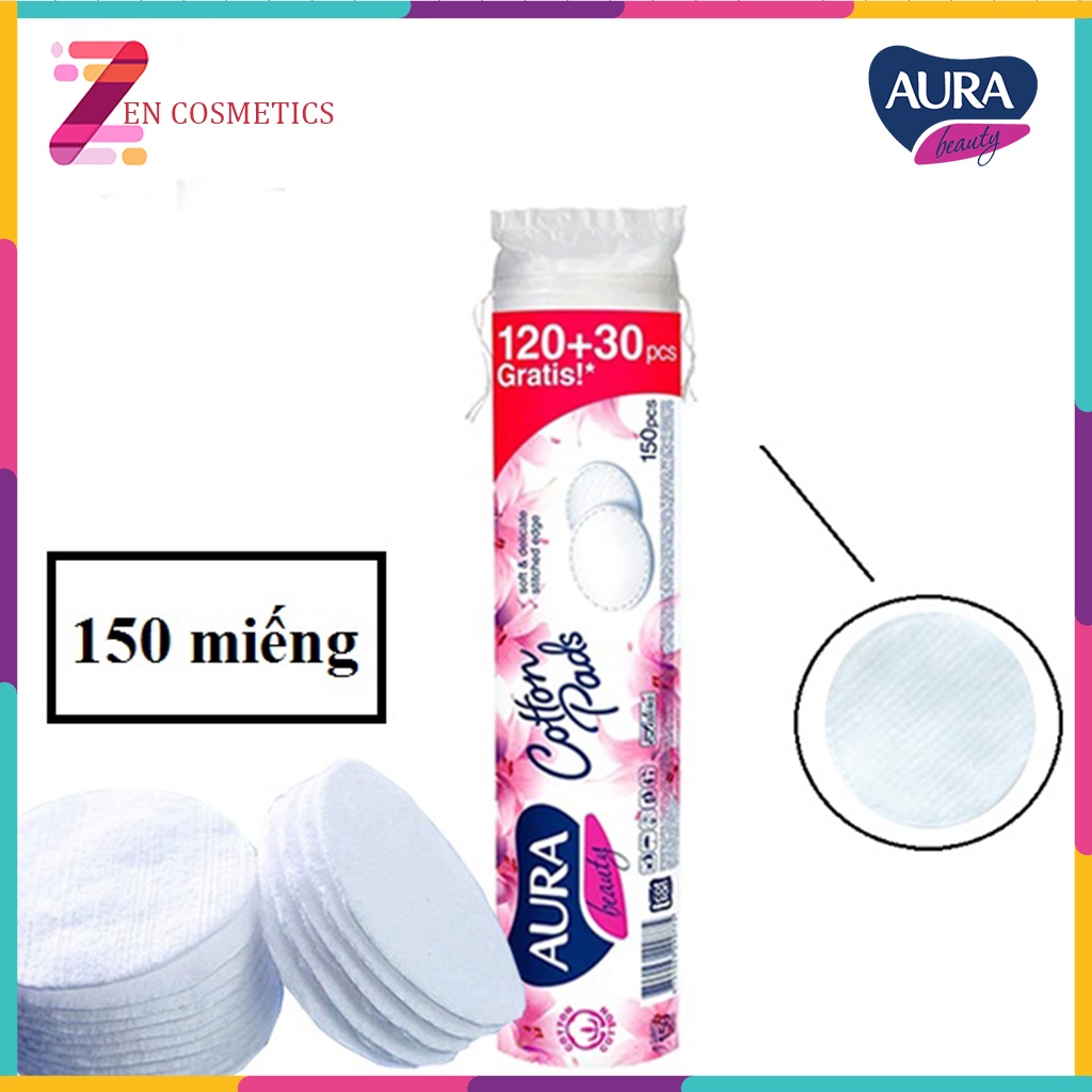 Bông tẩy trang Aura 150 miếng Beauty Cotton Pads