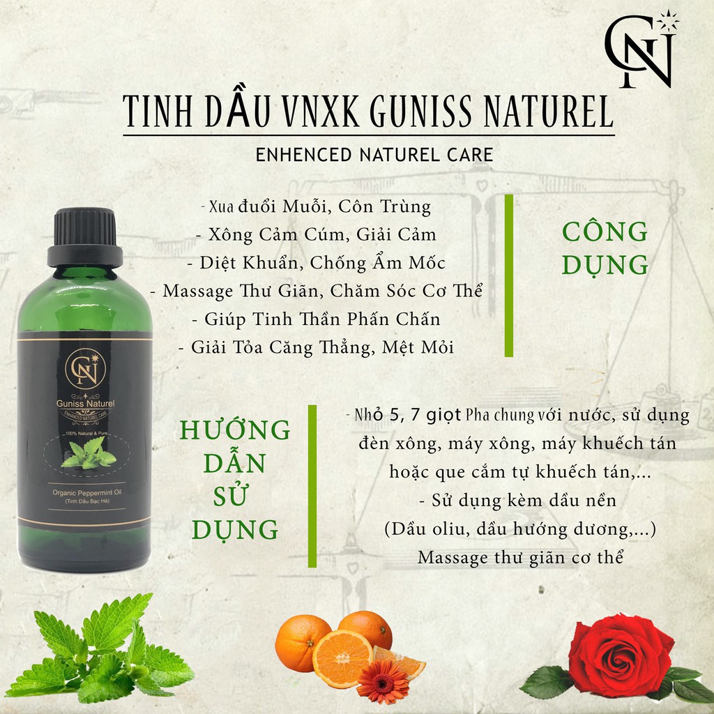 Tinh Dầu Lá Dứa Guniss | Thiên Nhiên, Nguyên Chất 100%, Có Kiểm Định COA | Khuếch Tán, Xông Phòng.