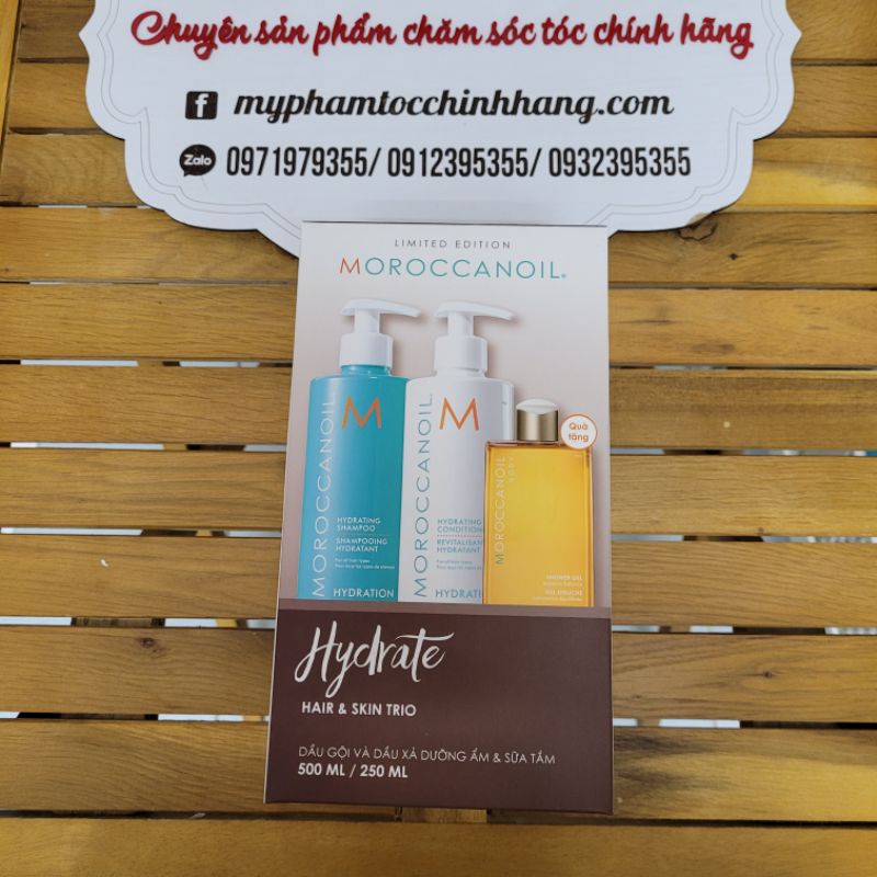 Set dầu gội xả Moroc Moroccanoil 500ml + gel tắm 250ml