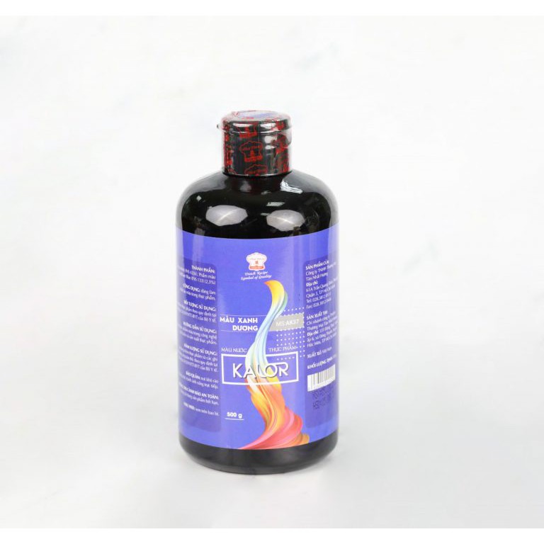 Màu nước thực phẩm màu Xanh Dương Kalor lọ 350g/500g thành phần rất an toàn cho sức khỏe, ít bị biến đổi