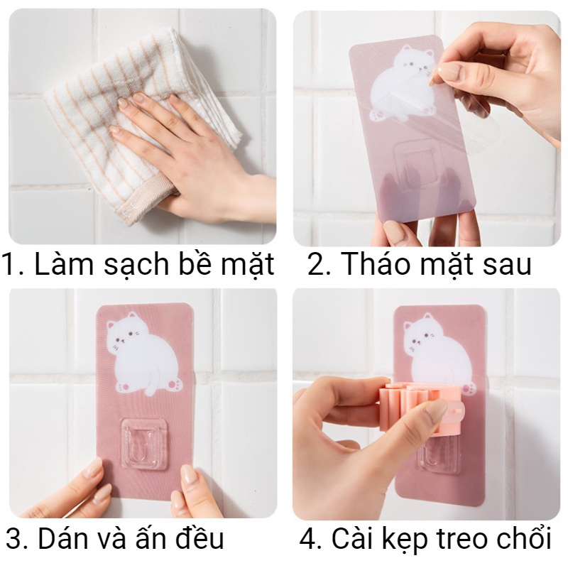 Móc Dán Tường Treo Chổi Cây Lau Nhà Siêu Dính Siêu Chịu Lực In Hình Dễ Thương