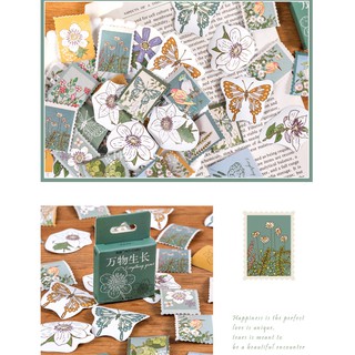 Hộp 46 miếng sticker mẫu con bướm retro
