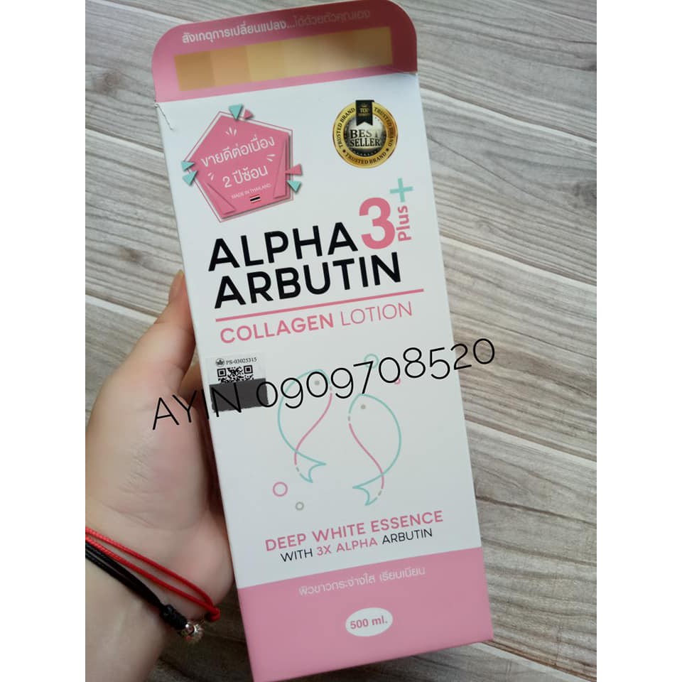 Sữa Dưỡng Thể trắng da Alpha Arbutin Collagen Lotion 3+ Plus Thái Lan 500ml