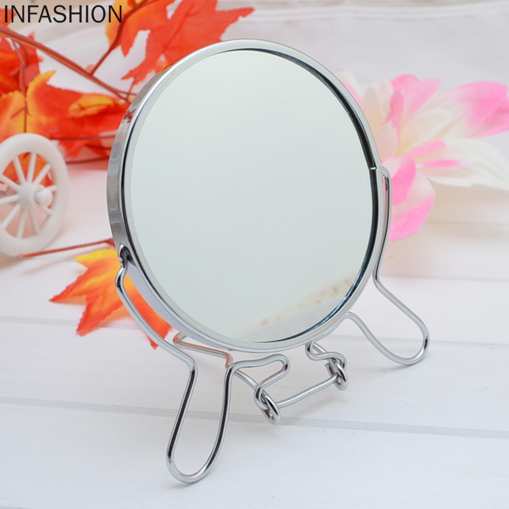 [Hàng mới về] Gương trang điểm hình tròn 4&quot; xoay 360 độ có khung thép không gỉ chuyên dùng