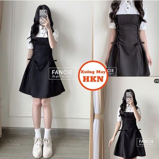 Váy Cổ Trắng Đan Eo Chất Đũi Lụa Đẹp Mã 010 Xưởng May HKN