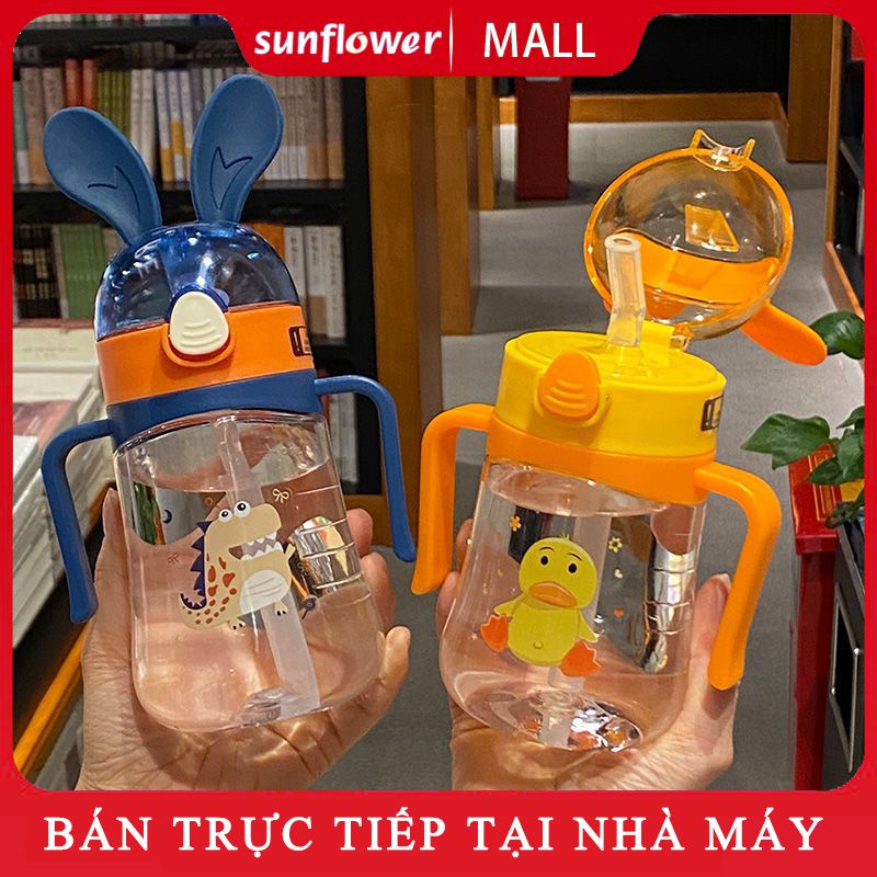 Hoạt Hình Dễ Thương Tai Thỏ Nhựa Trẻ Em Cốc Có Ống Hút Cho Bé Ấm Siêu Di Động Trường Tiểu Học Mẫu Giáo Cốc Nước (Có dây Đeo)-Mặt Trời-Mặt Trời. Vn