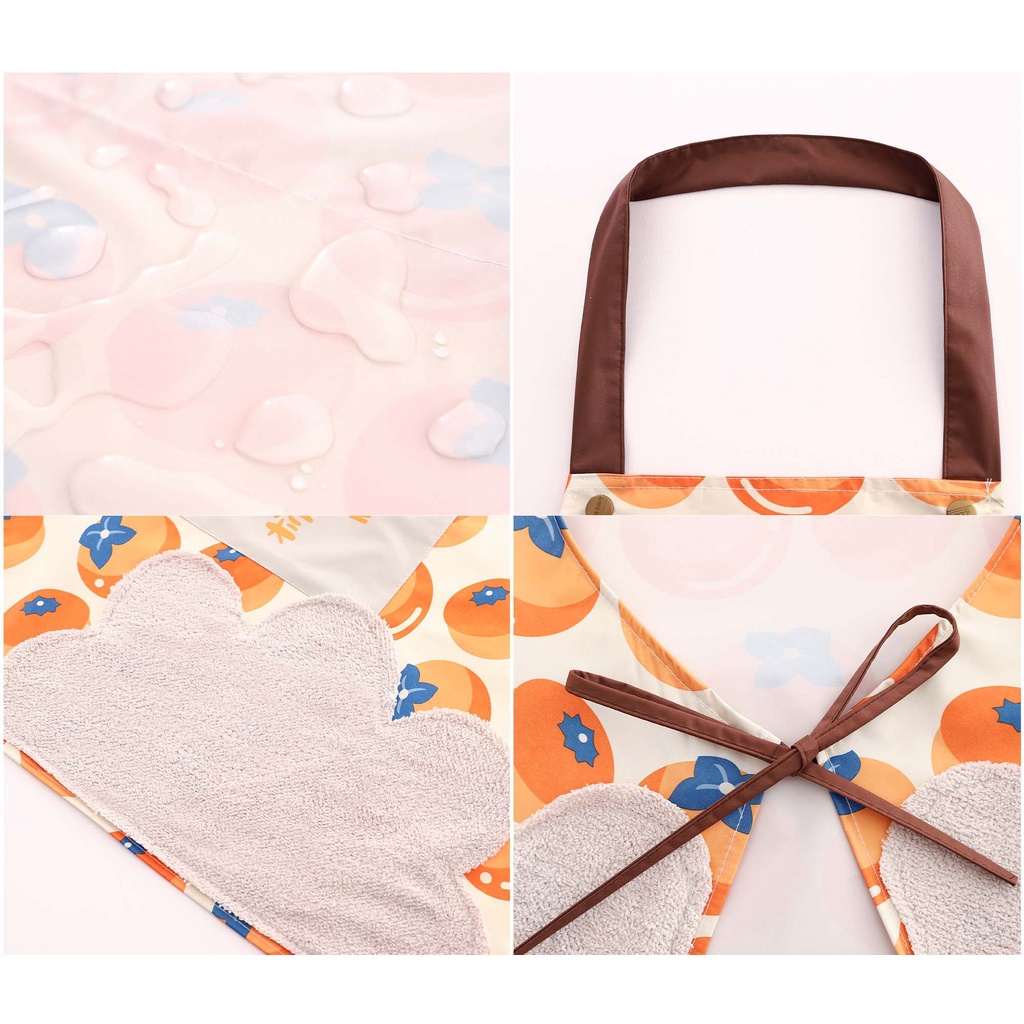 GG Tạp Dề Chống Thấm Nước Họa Tiết Quả Cam Quả Hồng Xinh Xắn - Dumi Shop