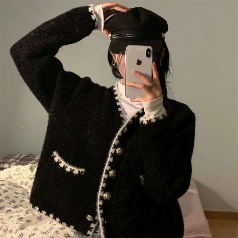 Áo cadigan nữ, áo dệt kim tay dài dáng ngắn phong cách sang chảnh | BigBuy360 - bigbuy360.vn