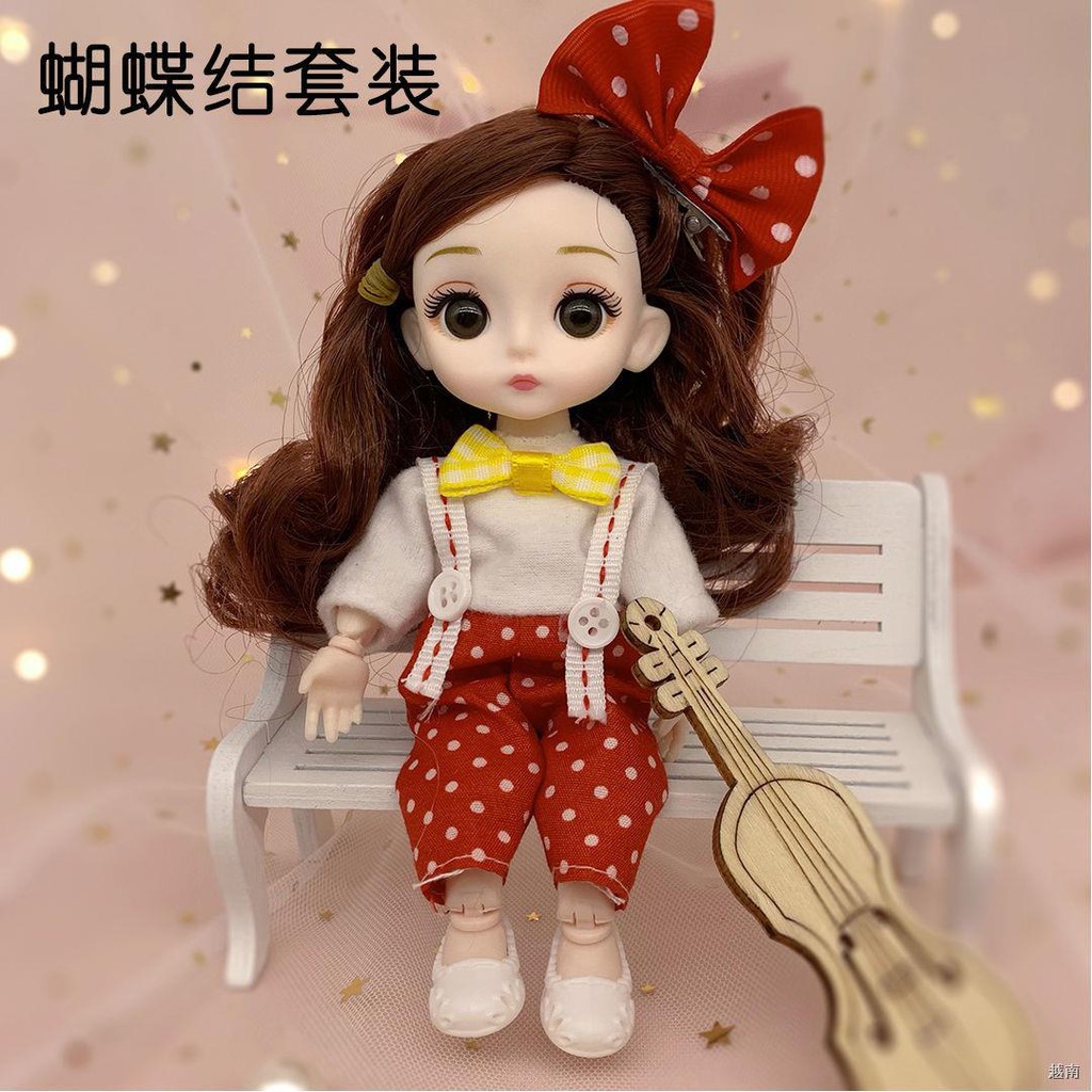 ∈17cm Búp bê Barbie 21 khớp có thể cử động cô gái công chúa đồ chơi mini ăn mặc dễ thương set bjd lớn