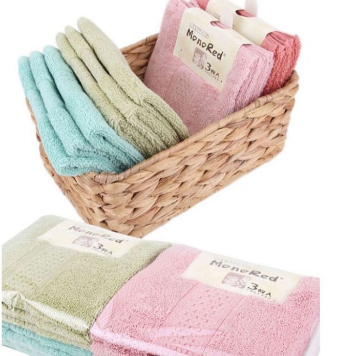 Sét 3 Khăn Mặt Nhật Monored 100% Cotton Dày Mịn Êm Ái Siêu Đẹp