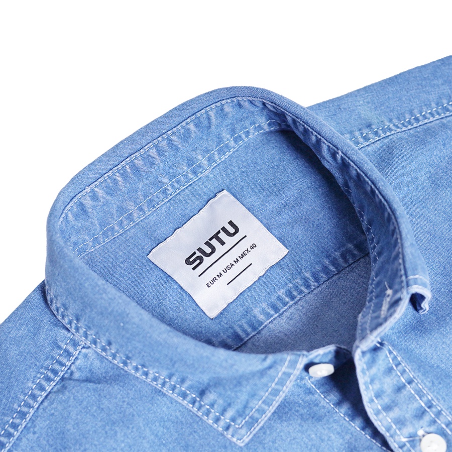 Áo Sơ Mi Jeans Tay Ngắn Nam SUTU BRAND Phong Cách Hàn Quốc Vải Denim Chắc Chắn Thông Thoáng Trẻ Trung | A0A