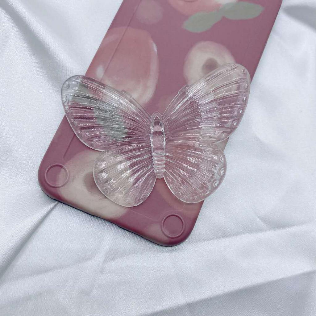 Bộ 10 phụ kiện trang trí điện thoại/túi xách tự thiết kế hình bướm màu trơn ttrong suốt dễ thương