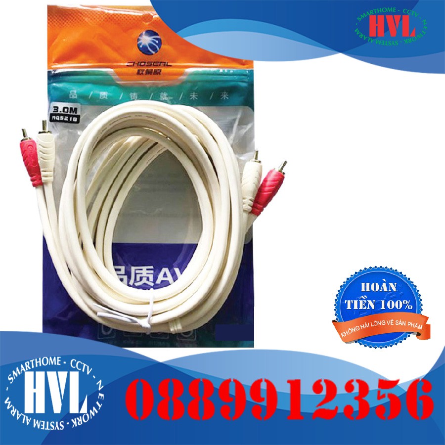 Dây loa 1 đầu 3.5 ra 2 AV loại xịn chống nhiễu CHOSEAL 1.5M