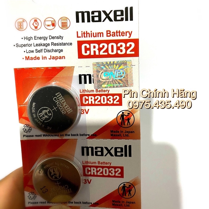 Combo 2 Viên Pin CR2032 Maxell 3V lithium Vỉ 1 Viên Made in Japan