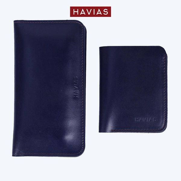 Couple Ví Lemo &amp; Vertical Blue Navy Handcrafted Wallet HAVIAS