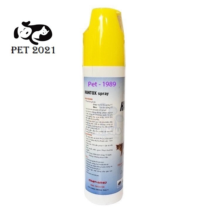 Chai Xịt Hantox Spray 300ml  Trị Ve Rận, Bọ Chét... Ở Chó Mèo Thú Cưng - PET 2021